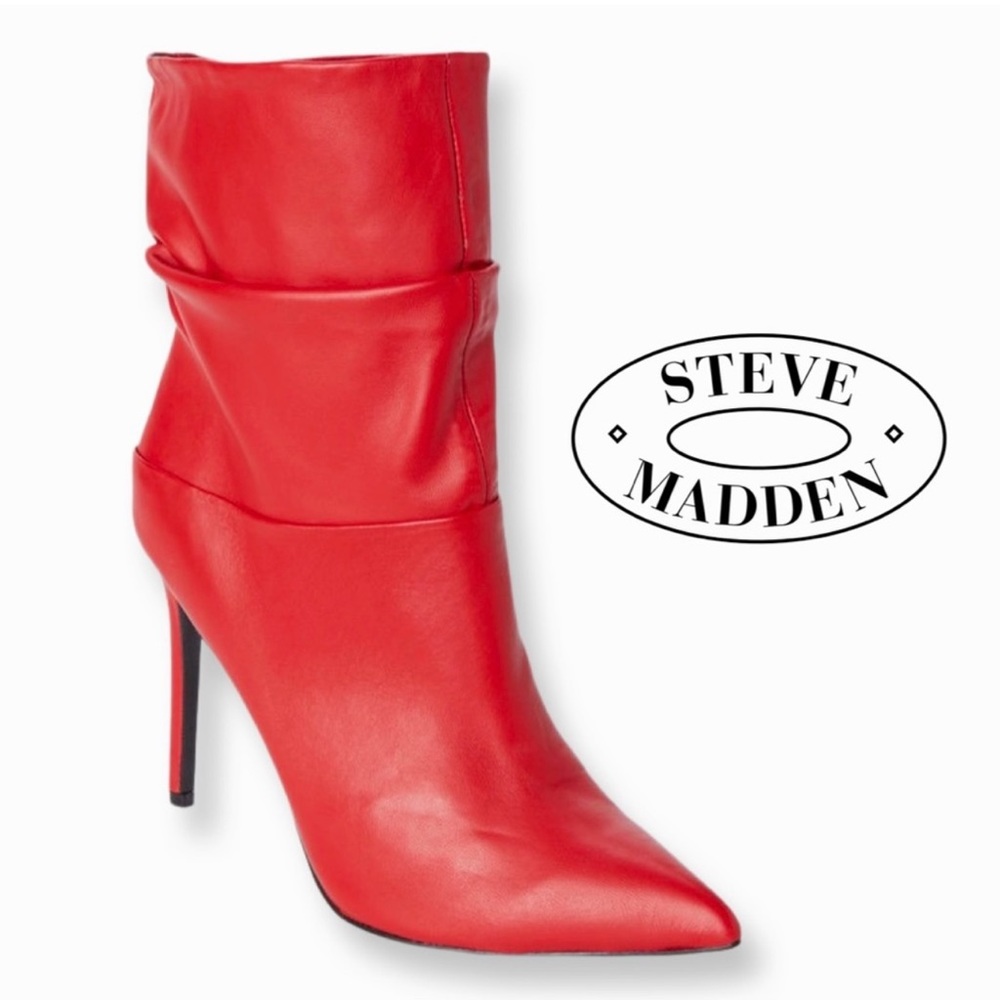 Steve Madden Jobie Red Leather Bootie